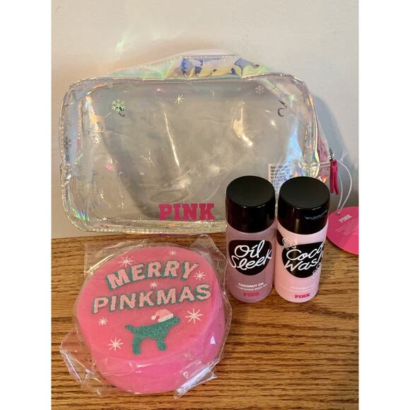 PINK Other - VICTORIA'S SECRET PINK Merry Pinkmas Gift Set Body Wash & Oil & Sponge SET Lot